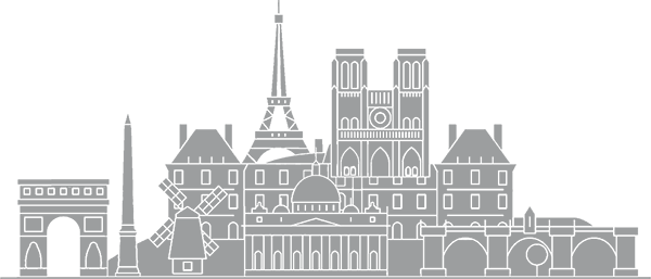 Skyline Parijs - Frankrijk - grijs met transparante achtergrond - 600 x 257 pixels